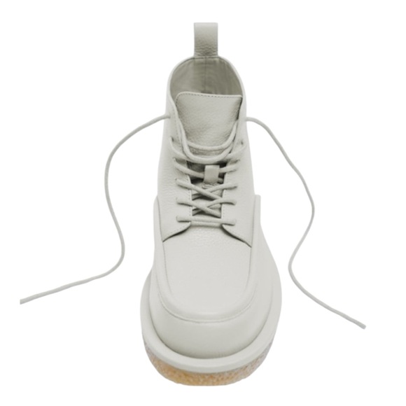 NEW Zara Bone White Laced Leather Boots - Picture 3 of 8